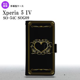 Xperia 5IV Xperia5IV 手帳型スマホケース カバー ハート 飾り 黒 金 2022年 10月発売 nk-004s-xp54-dr617