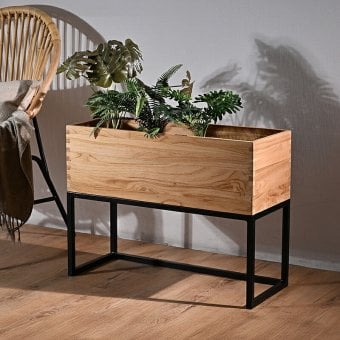 プランターボックス プランター 幅70cm 植木鉢棚 シェルフ ケース 本棚 リビング パーテーション チーク無垢 木製 シンプル ソープ仕上げ ブ スチール 鉄脚 北欧 ナチュラル