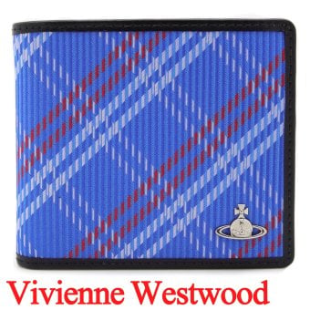 ヴィヴィアンウエストウッド 財布 メンズ 男性用 二つ折り財布 Vivienne Westwood ヴィヴィアン スチュアートチェック ブルー VW4295 (5115003MM-C00A8-K204) 【2026年秋冬モデル】 【ラッピング無料 誕生日 お祝い プレゼント ギフト 贈り物】
