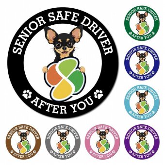 カーサイン 高齢者マーク SENIOR SAFE DRIVER チワピン マグネット 強力 直径13cm 肉球 日本製 車 ステッカー