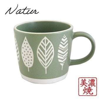 ナチュル マグカップ リーフ グリーン マグカップ 北欧風 美濃焼 日本製 コーヒーカップ ティーカップ おしゃれ かわいい 電子レンジ対応 食洗機対応 内祝い 結婚祝い ギフト 〈20673〉 M-mode