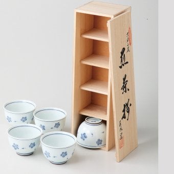古染小花煎茶揃 磁器 美濃焼 やきものの里から、暮らしを贈ります。　ギフト 食器 セット テーブルウェア