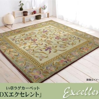夏ラグ 夏用カーペット い草 畳 自然素材 カーペット ラグ インテリア 夏用 節電 無地 涼しい エレガンス柄 和モダン柄 アジア系柄 花 立体感 約191×191cm