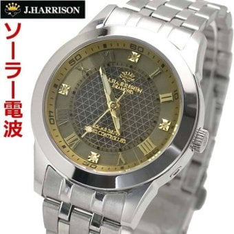 ジョンハリソン J.HARRISON 電波ソーラー 腕時計 天然ダイヤモンド4石付 8面カットクリスタルガラス レディース/女性用  ゴールド文字盤 JH-082A-LGD ホワイトデー クリスマス 結婚記念日 還暦祝い 入学 卒業 入社祝い 退職 プレゼント ギフト 贈り物 恋人 夫婦 父の日 母の日
