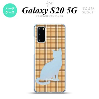 SC-51A SCG01 Galaxy S20 スマホケース ハードケース 猫 チェック B 茶 メンズ レディース nk-s20-956