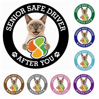 カーサイン 高齢者マーク SENIOR SAFE DRIVER トンキニーズ ステッカー シール 直径13cm 肉球 日本製 車
