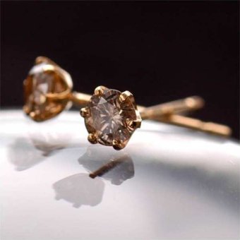 ダイヤモンド ピアス K18 18金 18k ゴールド 0.2ct ブラウンダイヤ 一粒 スタッド レディース シャンパンダイヤ ジュエリー アクセサリー プレゼント ギフト 誕生日 記念日 女性