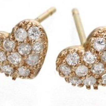 K10PG ハート ダイヤモンド パヴェ ピアス ピンクゴールド 天然ダイヤ 0.1ct パヴェセッティング ぷっくり ハート型 スタッドピアス レディース アクセサリー ジュエリー プレゼント ギフト 記念日
