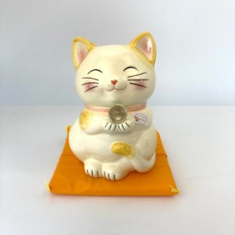 貯金箱 ねこ 風水ハッピーキャット (貯金箱) 特大 M イエロー (黄猫) (風水猫) 金運 開運グッズ 貯金箱 イエロー Mサイズ
