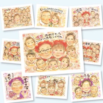 還暦の記念に、選んでよかったと思える似顔絵のギフト。ラッピング対応で、贈り物として渡しやすい似顔絵です。 プレゼント 似顔絵 還暦 名入れ 贈り物 手描き ギフト 還暦 記念 お祝い 誕生日 大人数 おじいちゃん おばあちゃん 祖父 祖母 名入れ 修正無料 下書き確認 親孝行 似てる そっくり かわいい 一生もの 還暦 長寿 傘寿 白寿祝い 節目 感謝の品 長寿祝い 卒寿祝い 記念日 感激
