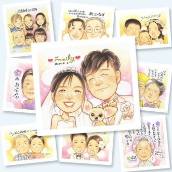 似顔絵 結婚祝い プレゼント 手描き 名入れ 贈り物 ギフト 結婚式 ウェルカムボード 婚礼 ウェディング 結婚祝い カップル 新婦 両親 新郎 下書き確認 名入れ 修正無料 喜ばれる そっくり 実績多数 かわいい ウェディング 一生もの ブライダル 思い出 ブライダルギフト 贈答品 還暦祝い 節目 サプライズ メモリアルギフト カラフル オリジナル 披露宴