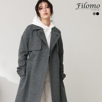 コート レディース 冬 50代 きれいめ 大きいサイズ 暖かい おしゃれ ウール ニット生地 filomo ロング 結婚式 冠婚葬祭 ブラック 黒 仕事 ビジネス 通勤 フォーマル 卒業式 卒園式 母 ママ くるぶし 丈 ベルト付き 上品 6F (08000195r)
