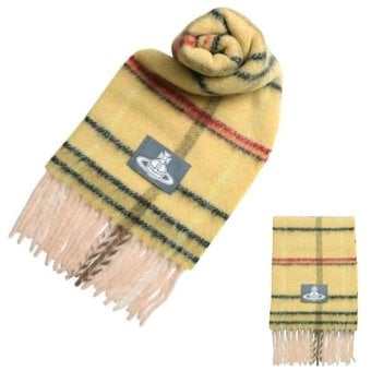 ヴィヴィアンウエストウッド マフラー Vivienne Westwood CHUNKY CHECK 8103014F-W01MO-E401 ユニセックス YELLOW イエロー チェック柄