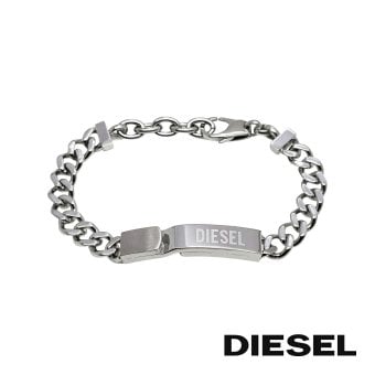 DIESEL ディーゼル DX0966040 メンズ ブレスレット アクセサリー シルバー ロゴプレート プレゼント【海外正規品】送料無料