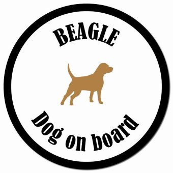 カラフル Dog on board ビーグル ホワイト＆ブラック カーサイン 車 マグネットステッカー 犬 マグネット 強力 直径13cm 丸型 おしゃれ かわいい ドラレコステッカー 安全対策 危険運転 煽り運転 アニマル 動物 犬種別 屋外 防水 屋内