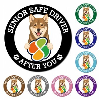 カーサイン 高齢者マーク SENIOR SAFE DRIVER 四国犬 マグネット 強力 直径13cm 肉球 日本製 車 ステッカー