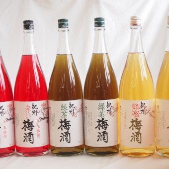 梅酒6本セット(赤しそ赤い梅酒(和歌山) 蜂蜜梅酒(和歌山) 緑茶梅酒(和歌山県)) 1800ml×6本