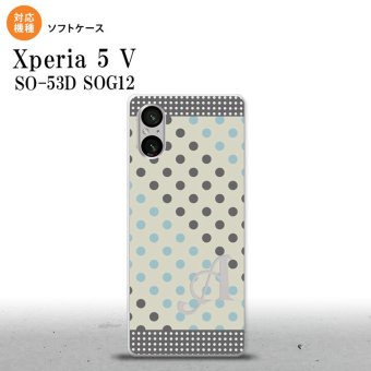 Xperia 5V Xperia 5V スマホケース 背面ケースソフトケース ドット 水玉 C グレー 青 +アルファベット 2023年 10月発売 nk-xp55-tp1650i