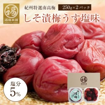 【特選紀州南高梅 】【しそ漬梅うす塩味250g×2パック（塩分約9％）】【紀州産】【調味梅干】食べやすい減塩のしそ漬梅干し つけもの 梅干し ギフト プレゼント 内祝