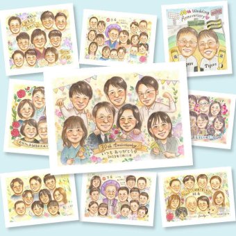 結婚記念日 似顔絵 ギフト プレゼント 名入れ 贈り物 手描き 真珠婚 記念日 結婚記念日 結婚30周年 大人数 両親 夫婦 ご夫婦 家族 お父さん 名入れ 下書き確認 修正無料 そっくり 親孝行 サプライズ 一生もの 思い出 感謝 記念 30周年 古希祝い 百寿祝い 喜ばれる キレイ 傘寿祝い 結婚祝い 節目 お祝いの品 バレンタインデー 二次会 感謝の品