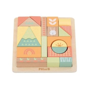 PolarB バニーシリーズ つみきパズル 22ピース 積み木 ベビー用知育玩具 ギフト プレゼント 出産祝い