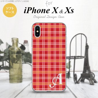 【iPhoneX】【スマホケース/スマホカバー】【アイフォンX】iPhoneX スマホケース ケース アイフォンX イニシャル チェックB 赤 nk-ipx-tp432ini【メール便送料無料】
