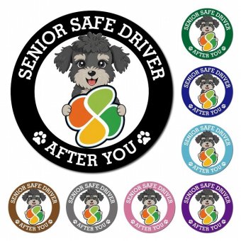 カーサイン 高齢者マーク SENIOR SAFE DRIVER シュナプー マグネット 強力 直径13cm 肉球 日本製 車 ステッカー