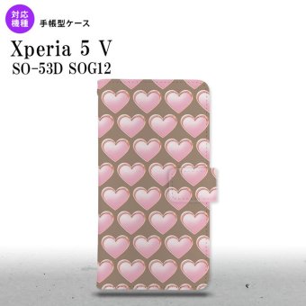 Xperia 5V Xperia 5V 手帳型スマホケース カバー ハート 茶 2023年 10月発売 nk-004s-xp55-dr176