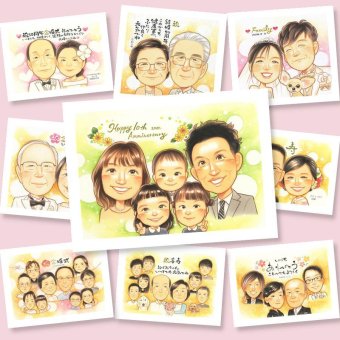 似顔絵 結婚記念日 贈り物 ギフト 手描き 名入れ プレゼント 結婚10周年 記念日 お祝い 結婚記念日 大人数 お父さん 両親 家族 お母さん 夫婦 名入れ 下書き確認 修正無料 宝物 一生もの かわいい 似てる 記念 思い出 感謝 10周年 カラフル 闘病中の方への励まし 贈答品 長寿祝い 初任給 ウェディングギフト 古希祝い お祝いの品 還暦祝い 引っ越し