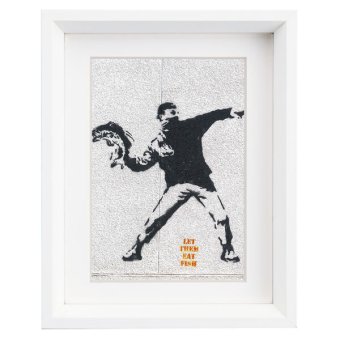 アートフレーム バンクシー レットゼムイートフィッシュ Sサイズ BK-01603  Banksy 絵画 絵 ストリート 壁画 ステンシルアート
