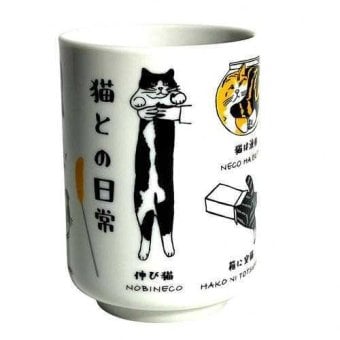 湯呑み 寿司湯呑み 猫柄 マルサン近藤 寿司湯 猫との日常 湯のみ 湯飲み 茶器 和食器 コップ おしゃれ かわいい ギフト プレゼント 猫グッズ 雑貨 キッチン用品 磁器 電子レンジ対応 食洗機対応
