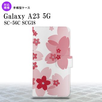 Galaxy A23 GalaxyA23 手帳型スマホケース カバー 花柄 サクラ 赤 2022年 10月発売 nk-004s-a23-dr056