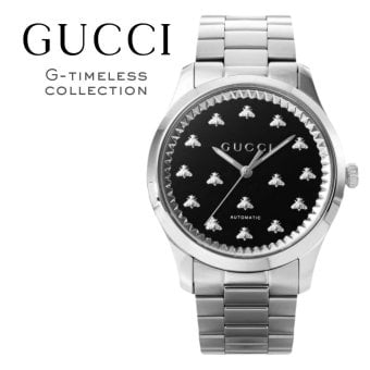 グッチ 腕時計 メンズ Gタイムレス 1本限り 自動巻き 42mm ブラック シルバー 蜂 ビー GUCCI G-Timeless スイス製 サファイアガラス プレゼント ギフト 成人 卒業 入学