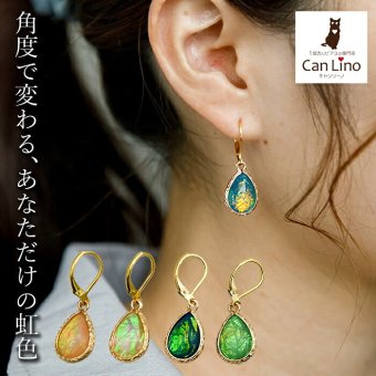 ピアス 金属アレルギー フープピアス  サージカルステンレス 落ちない 引っかからない 外れにくい 人工オパール 誕生石 ひと粒 片耳 1個