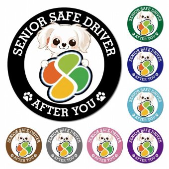 カーサイン 高齢者マーク SENIOR SAFE DRIVER チワマル マグネット 強力 直径13cm 肉球 日本製 車 ステッカー