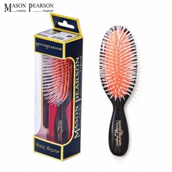 【名入れ可・ラッピング無料】MASON PEARSON メイソンピアソン ポケットナイロン N4 ダーク・ルビー ヘアブラシ 英国製 高級 ギフト コスメ 美容 誕生日 プレゼント 女性 彼女