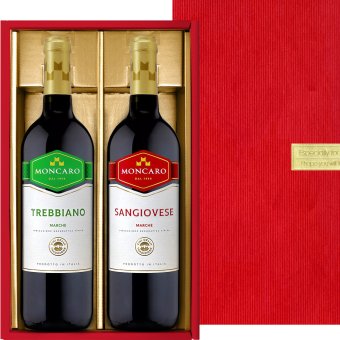 お歳暮 5000円 ワイン 紅白セット【無料 熨斗包装 メッセージカード】イタリア 赤ワイン サンジョヴェーゼ 白ワイン トレッビアーノ マルケ IGT 750ml 2本 おしゃれ 記念日 内祝 女性 男性 送料無料