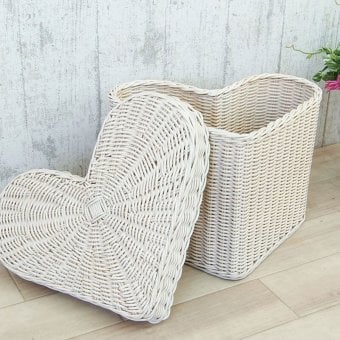 ハート フルーツバスケット 収納かご 籠 収納バスケット 籐 ラタン おしゃれ ピクニック おむつ ピクニックバスケット 収納ボックス 雑貨 カゴバスケット かご バスケット かご収納 編み バック 北欧