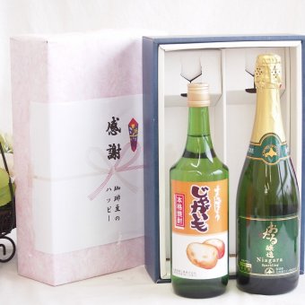 実りの秋の贈り物北海道特産 感謝の贈り物ボックス2本セット(札幌酒精さっぽろ じゃがいもAic25度(北海道) おたる醸造 ナイアガラスパークリングやや甘口(北海道)) 720ml×2本