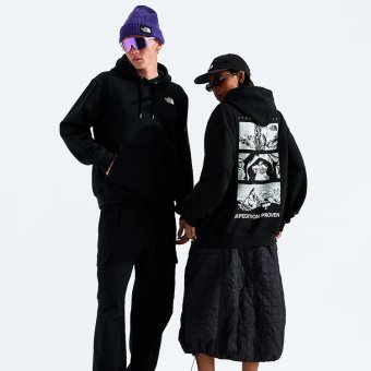 ザノースフェイス：UNISEX 60TH ANNIVERSARY 2 RELAXED パーカー (ブラック)[パーカー/ アパレル/ アウター/人気ブランド/おすすめギフト/誕生日プレゼント/メンズファッション]