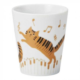 セトクラフト タンブラー トラネコ 猫柄 おしゃれ かわいい コップ 磁器 ペン立て 陶器 食器 インテリア 雑貨 TABBY'S MUSIC 音楽柄 ティーカップ コーヒーカップ ギフト プレゼント 贈り物