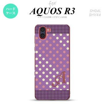 SH-04L SHV44 R3 AQUOS R3 スマホケース カバー ドット 水玉 C 紫 ピンク +アルファベット nk-r3-1652i