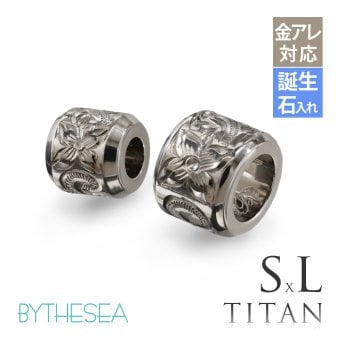 ハワイアンジュエリー ペア ペンダントトップ 金属アレルギー 対応 純チタン 刻印 無料 誕生石 バレル Sサイズ Lサイズ チェーン別売りステンレスより軽く肌に優しい カップル プレゼント ハロウィン 【品番：TIP403SLP】