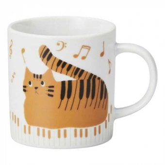 トラネコ タンブラー マグカップ 磁器 猫柄 食器 コップ インテリア 雑貨 ティーカップ コーヒーカップ ペン立て おしゃれ 可愛い ギフト プレゼント TABBY'S MUSIC セトクラフト