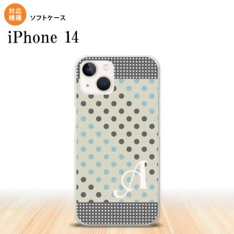 iPhone14 iPhone14 スマホケース 背面ケースソフトケース ドット 水玉 C グレー 青 +アルファベット 2022年 9月発売 nk-i14-tp1650i