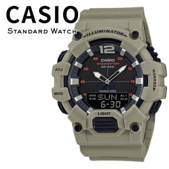 箱なし カシオ 腕時計 メンズ CASIO アナデジ カーキ サンド ベージュ 海外モデル 逆輸入 10年電池 100m防水 ワールドタイム ストップウォッチ アラーム LEDライト アウトドア スポーツ 誕生日 父の日 プレゼント ギフト 成人 卒業 入学