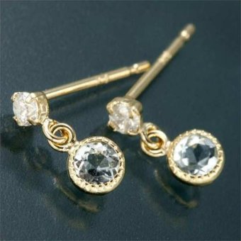 ピアス レディース 3月 誕生石 アクアマリン 18金 イエローゴールド アンティーク調 ミル打ち 天然石 ジュエリー アクセサリー ギフト プレゼント