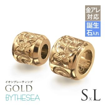 金属アレルギー対応 ペアペンダントトップ ハワイアンジュエリー 純チタン ゴールドカラー ペアペンダントトップ 誕生石 バレル Sサイズ チェーン別売り イオンプレーティング カップル プレゼント クリスマス 【品番：TIP403S-RYP】