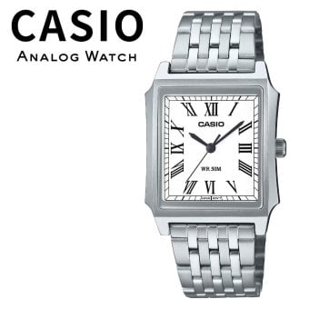 箱なし カシオ 腕時計 メンズ アナログ シルバー ホワイト 四角 スクエア ローマ数字 クラシック メタルバンド 5気圧防水 誕生日 記念日 プレゼント ギフト CASIO 成人 卒業 入学