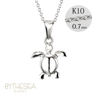 ゴールド ネックレス ハワイアンジュエリー ネックレス ホヌ ホワイトゴールド ネックレス 幸せを運ぶ ホヌ Sサイズ 14K K14ホワイトゴールド K10 10Kあずきチェーン太0.7mm ギフトラッピング可能 メンズ レディース プレゼント ハロウィン 【品番：CG-GP116W】